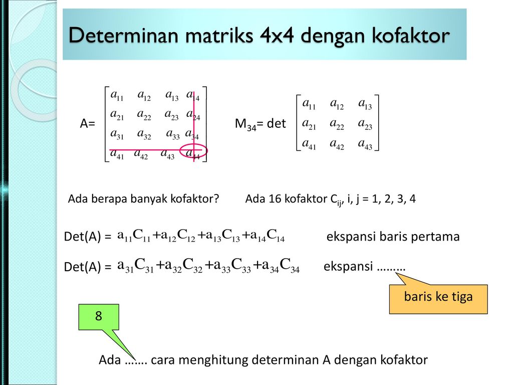 Mencari Determinan Matriks X Dengan Kofaktor Youtube